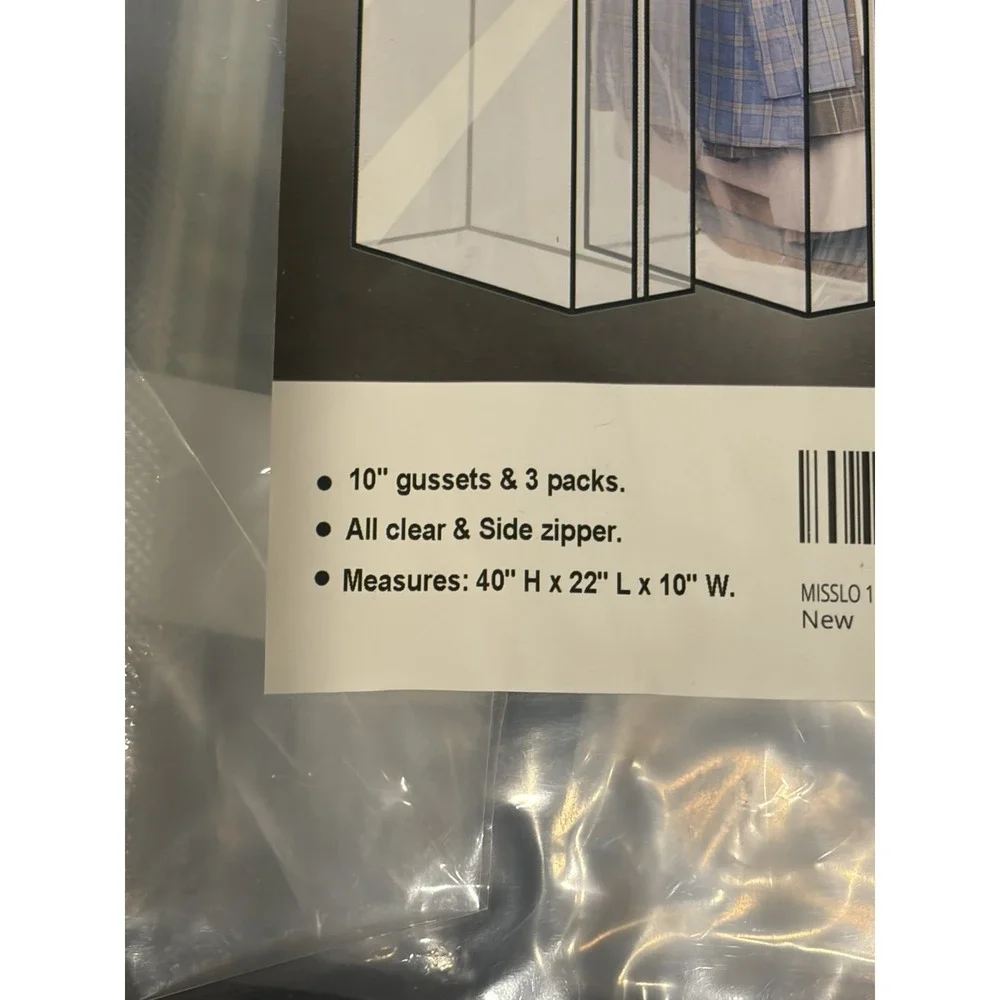 MISSLO Let's Get Organized 3-PK CLEAR GARMENT BAGS 32